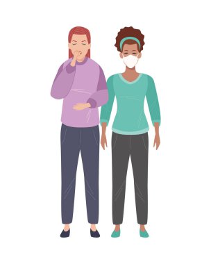 Kovid19 semptomları olan ırklar arası kadınlar.