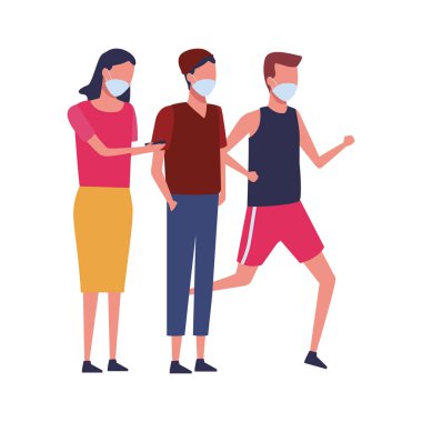 İnsanlar covid19 için yüz maskesi kullanıyor.