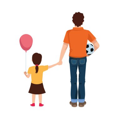 Sevgili babası ve balonu ve kızı.