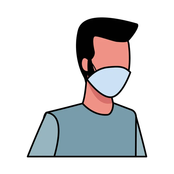 Man met gezichtsmasker voor covid 19 — Stockvector