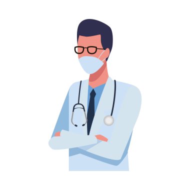 Doktor maskesini kullanarak Coperid 19 kullanıyor.
