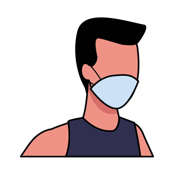 Man met gezichtsmasker voor covid 19 — Stockvector