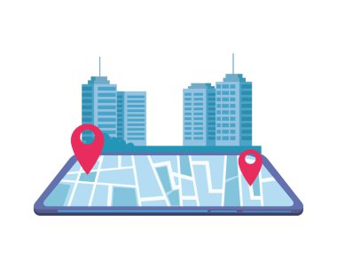 akıllı telefon dağıtım uygulaması ve şehir manzarası