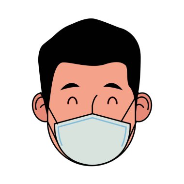 Yüz maskesi takan bir adam var.