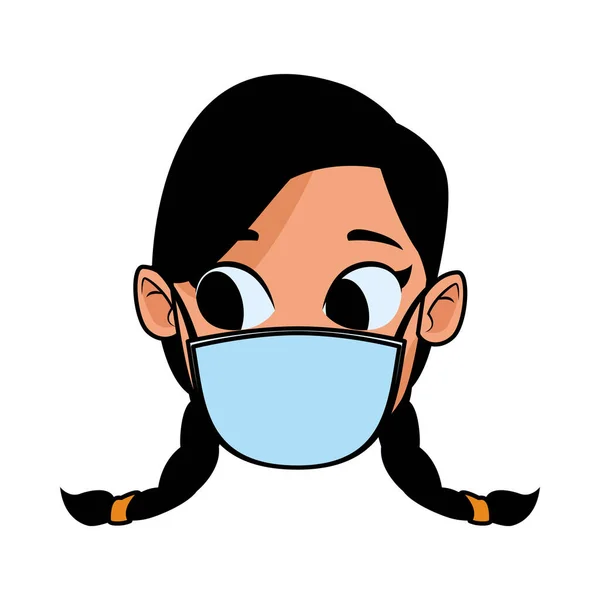 Head girl using face mask for covid19 — Stock Vector