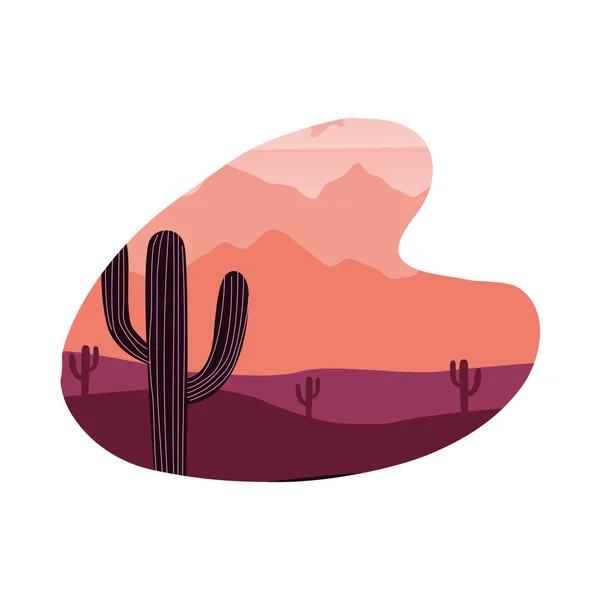 Pustynny krajobraz płaska scena z kaktusem — Wektor stockowy