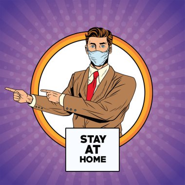 İş adamı covid19 için yüz maskesi kullanıyor.