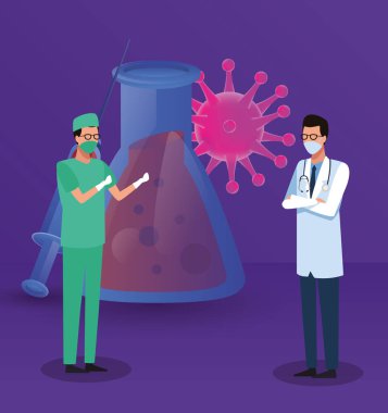 Laboratuvar ekipmanlı erkek doktorlar