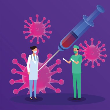 Doktor ve laboratuvar ekipmanları.