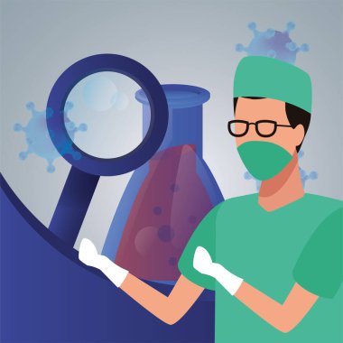 Laboratuvar ekipmanı karakteri olan bir cerrah