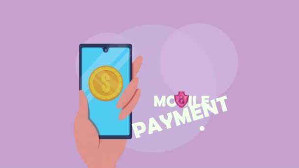 Paiement mobile avec smartphone et bouclier — Video