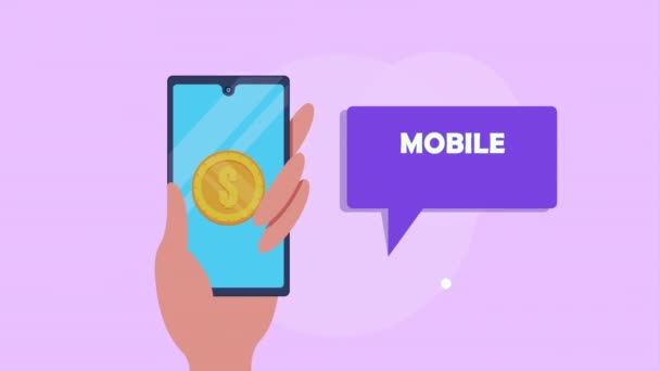 Paiement mobile avec smartphone et pièces — Video