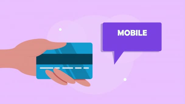 Pagamento móvel com cartão de crédito — Vídeo de Stock