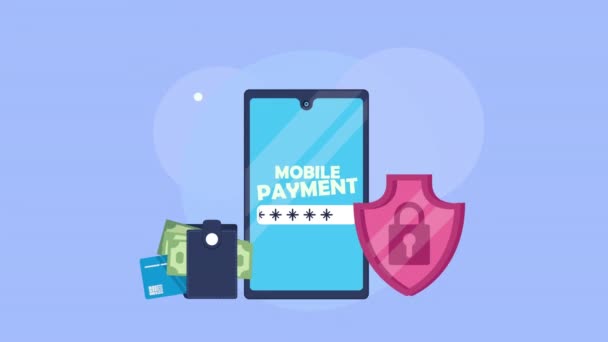 Paiement mobile avec smartphone et bouclier — Video