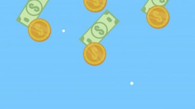 Faturalar ve madeni paralar dolar desen animasyon