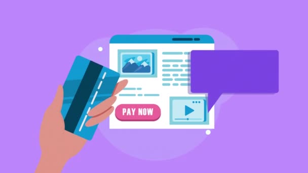 Mobiles Bezahlen mit Webseiten-Vorlage — Stockvideo