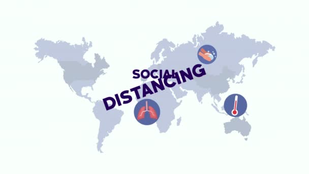 Campanha de distanciamento social com o planeta mundial — Vídeo de Stock