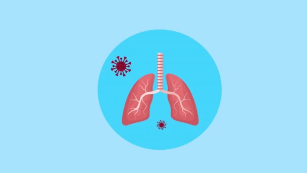 Pulmones con animación de partículas covid19 — Vídeo de stock