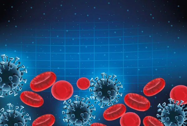 Covid19 πανδημικά σωματίδια και πρότυπο αίματος — Διανυσματικό Αρχείο