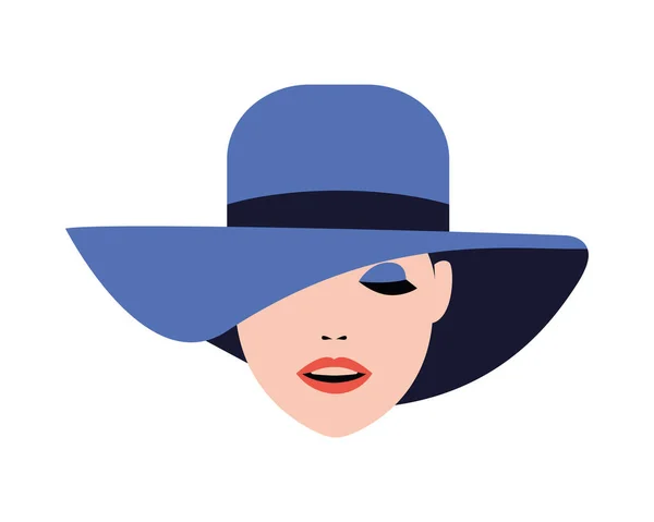 Belle femme avec chapeau style mode — Image vectorielle