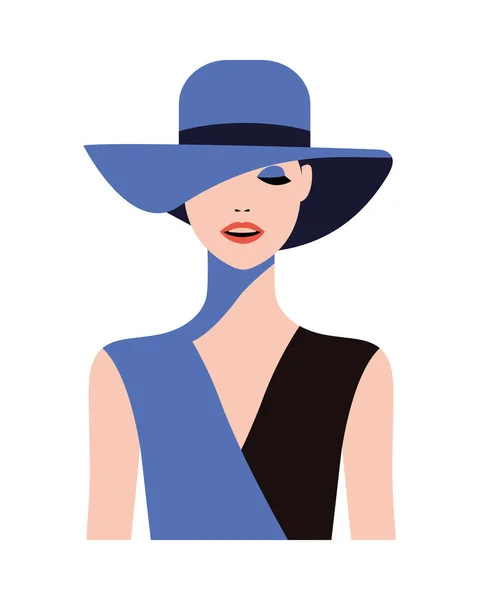 Beautiful woman with hat fashion style — Stock Vector