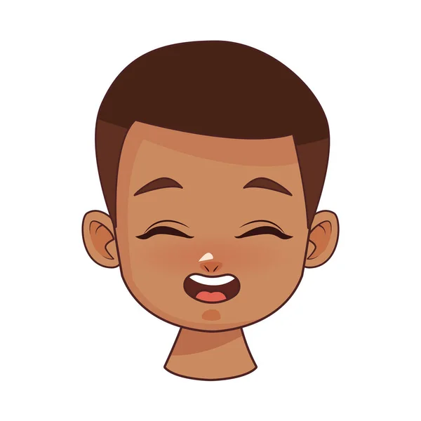 幸せな若いアフロ少年頭のキャラクター — ストックベクタ