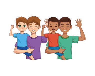 Irklar arası babalar oğullarını kaldırıyor.
