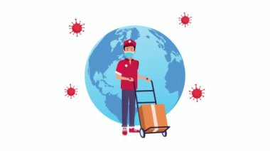 dağıtım hizmeti kuryesi işçi animasyonu