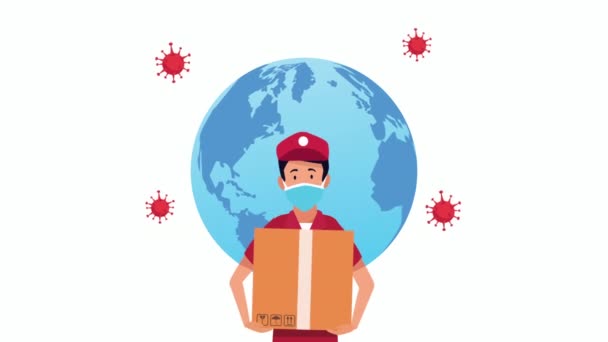Livraison service messagerie travailleur animation — Video