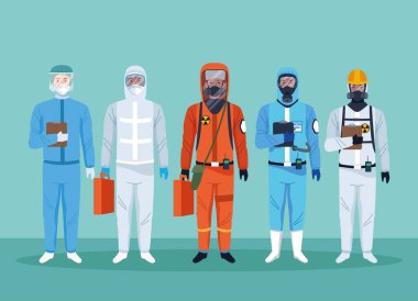 Koruma virüsü kullanan bir grup işçi karakterlere uyuyor