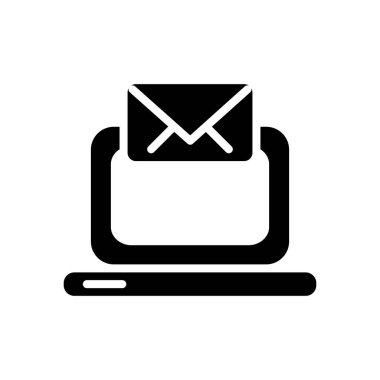 Zarf siluet biçimi simgesi olan dizüstü bilgisayar