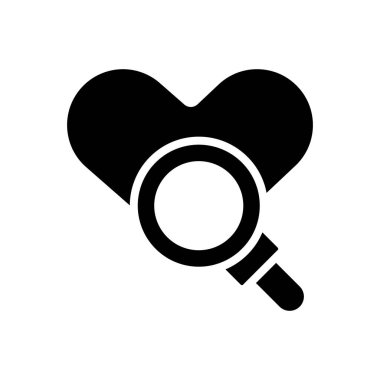 Büyütücü cam siluet tarzı bir kalp.