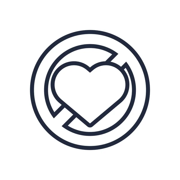 Hjärta i förnekad symbol linje stil ikon — Stock vektor