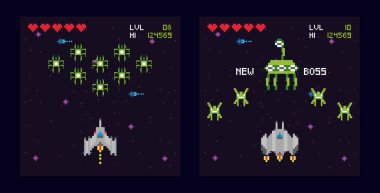 Retro video oyunu alanı pikselli sahneler