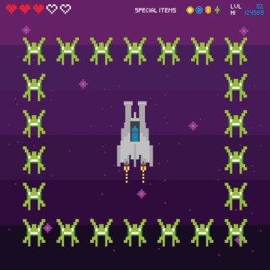 Retro video oyunu alanı pikselli sahne