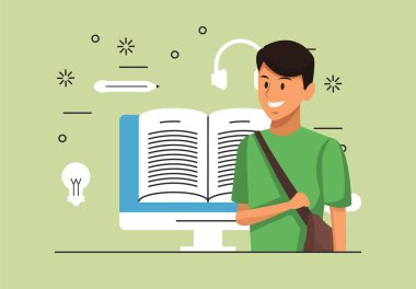 Öğrenci ve masaüstüyle çevrimiçi eğitim teknolojisi