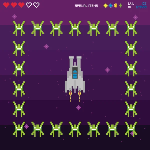 Retro video oyunu alanı pikselli sahne