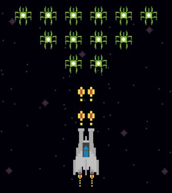 Retro video oyunu alanı pikselli sahne