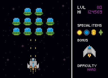 Retro video oyunu alanı pikselli sahneler