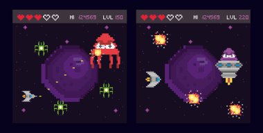 Retro video oyunu alanı pikselli sahneler