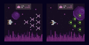 Retro video oyunu alanı pikselli sahneler