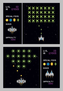 Retro video oyunu alanı pikselli sahneler