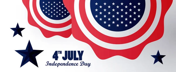Quatrième fête de l'indépendance des Etats-Unis juillet avec drapeau en dentelle — Image vectorielle