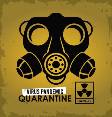 Maske ve atom sembollü tehlike virüsü pankartı