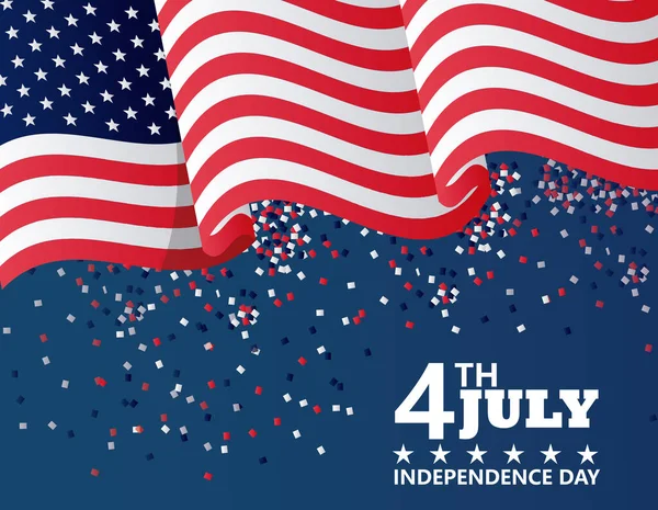 Четвертого липня День незалежності США святкування з прапором — стоковий вектор