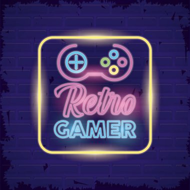 Kontrollü retro video oyunu neonu