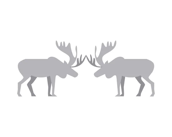 Reindeer animals silhouettes isolated icons — Stock Vector
