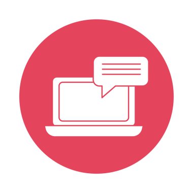 Konuşma balonu siluet blok biçimi olan dizüstü bilgisayar