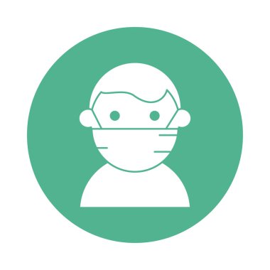 Tıbbi maske takan adam blok stili