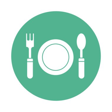 çatal ve kaşık siluet blok biçimli tabak